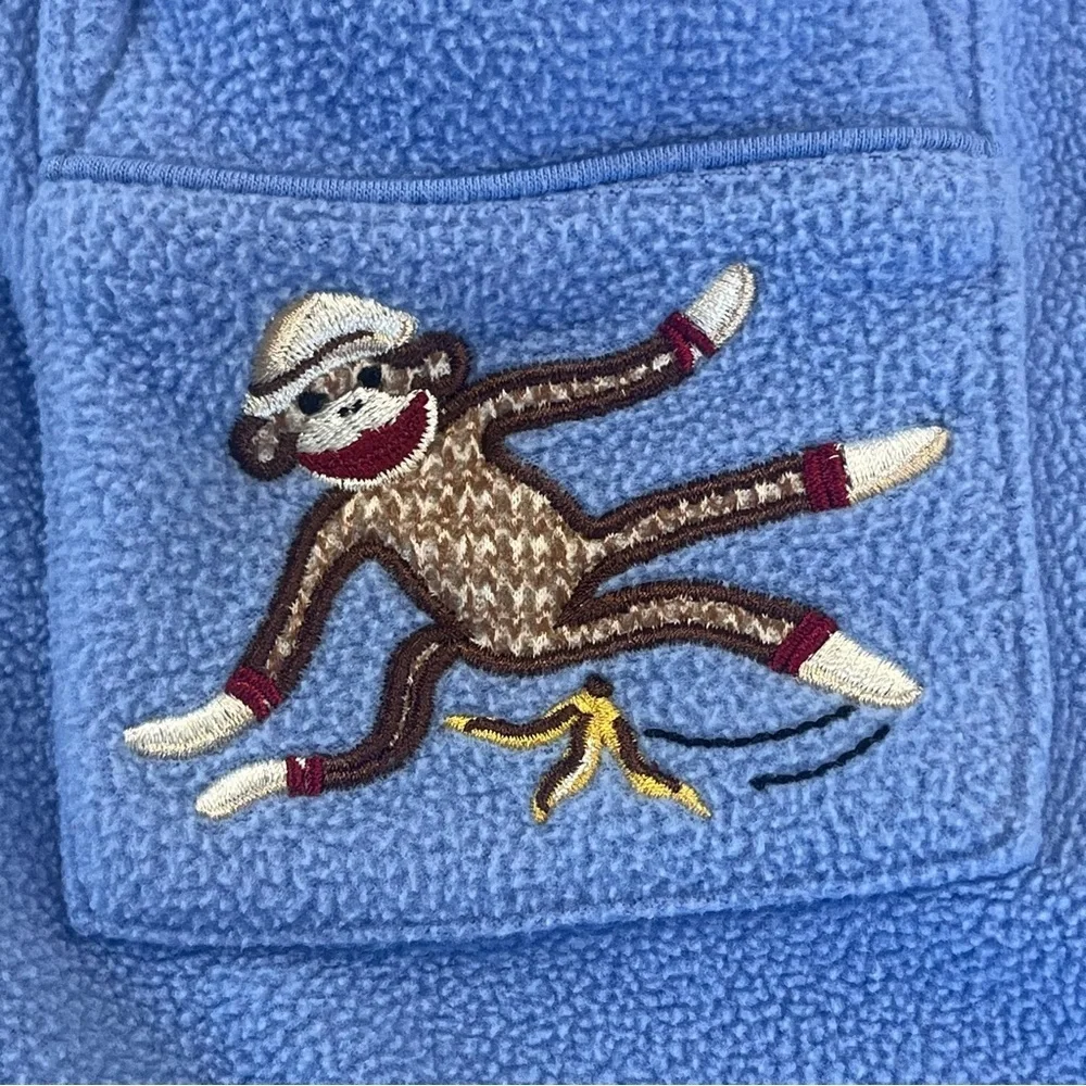 Nick & Nora Toddlers Sock Monkey Robe With Pockets Blue Size 4